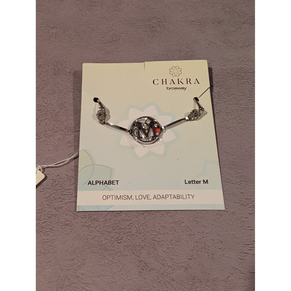 Brosway Chakra Alphabet Bracelet Letter M Stainless Steel Crystal Initial Charm